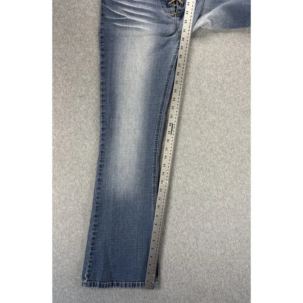 Vintage Y2K Mudd Lace Up Jean Studded Grommet Low Rise Flare 11 Grunge Retro Emo - Picture 10 of 11